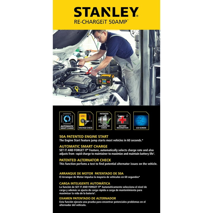 STANLEY 15 Amp Automotive Battery Charger with 50 Amp Engine Start (BC50BS) New