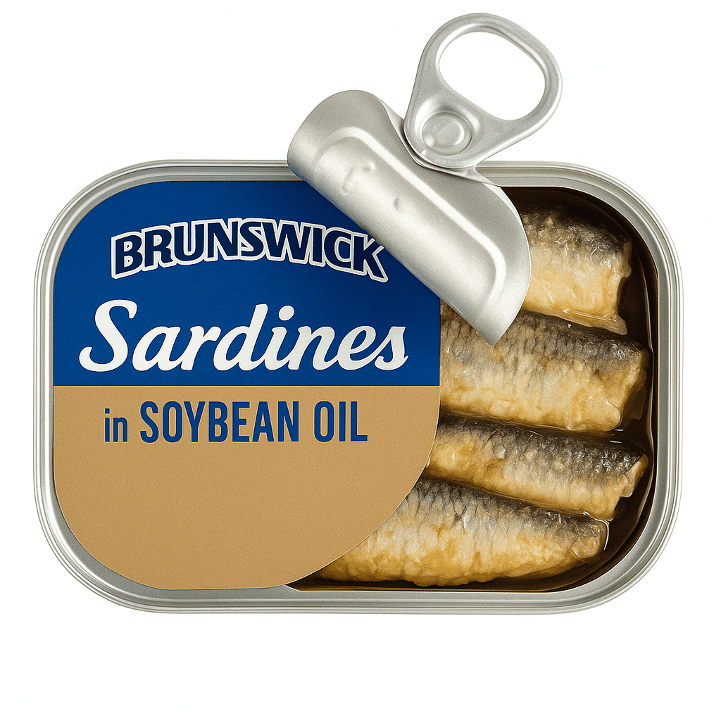 Brunswick Sardines in Soybean Oil, 3.75 Oz (Pack of 25) – Wild-Caught Sardines, Ready-to-Eat, High Protein Snack, Keto & Paleo Friendly