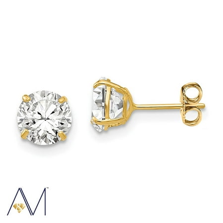 14k Gold 4mm to 8mm Round Clear CZ Stud Earrings, Simulated Diamonds, Round Cut Earrings, for Women, Girls, Unisex