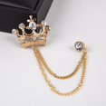 thumbnail image 2 of UDIYO Unisex Crown Shape Brooch Tassel Chain Lapel Pin Retro Corsage Suit Accessory, 2 of 7