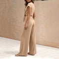 thumbnail image 4 of Women's Summer 2 Piece Outfits 2026 Cap Sleeve V Neck Belted Crop Tops Wide Leg Pant Sets Casual Tracksuit, 4 of 6