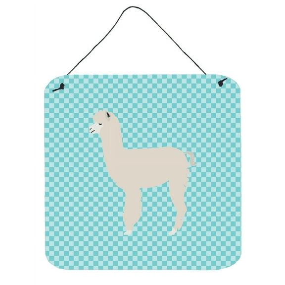 Carolines Treasures BB8093DS66 Alpaca Blue Check Wall or Door Hanging Prints, 6 x 6 in.