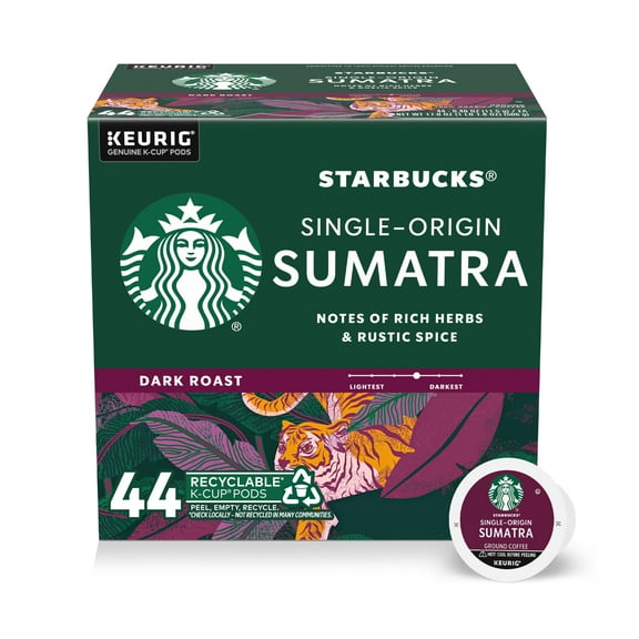 Starbucks Sumatra, Hot or Iced Coffee, Dark Roast K-Cup Coffee Pods, 44 Count​