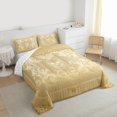 thumbnail image 3 of jejeloiu Gothic Skeleton Pattern Queen Comforter Set,Vintage Bohemian Flowers Bedding Sets,Gold Damask Floral Bedding Comforter Set For Adults,Ultra Soft Home Decor Reversible,3pcs, 3 of 8