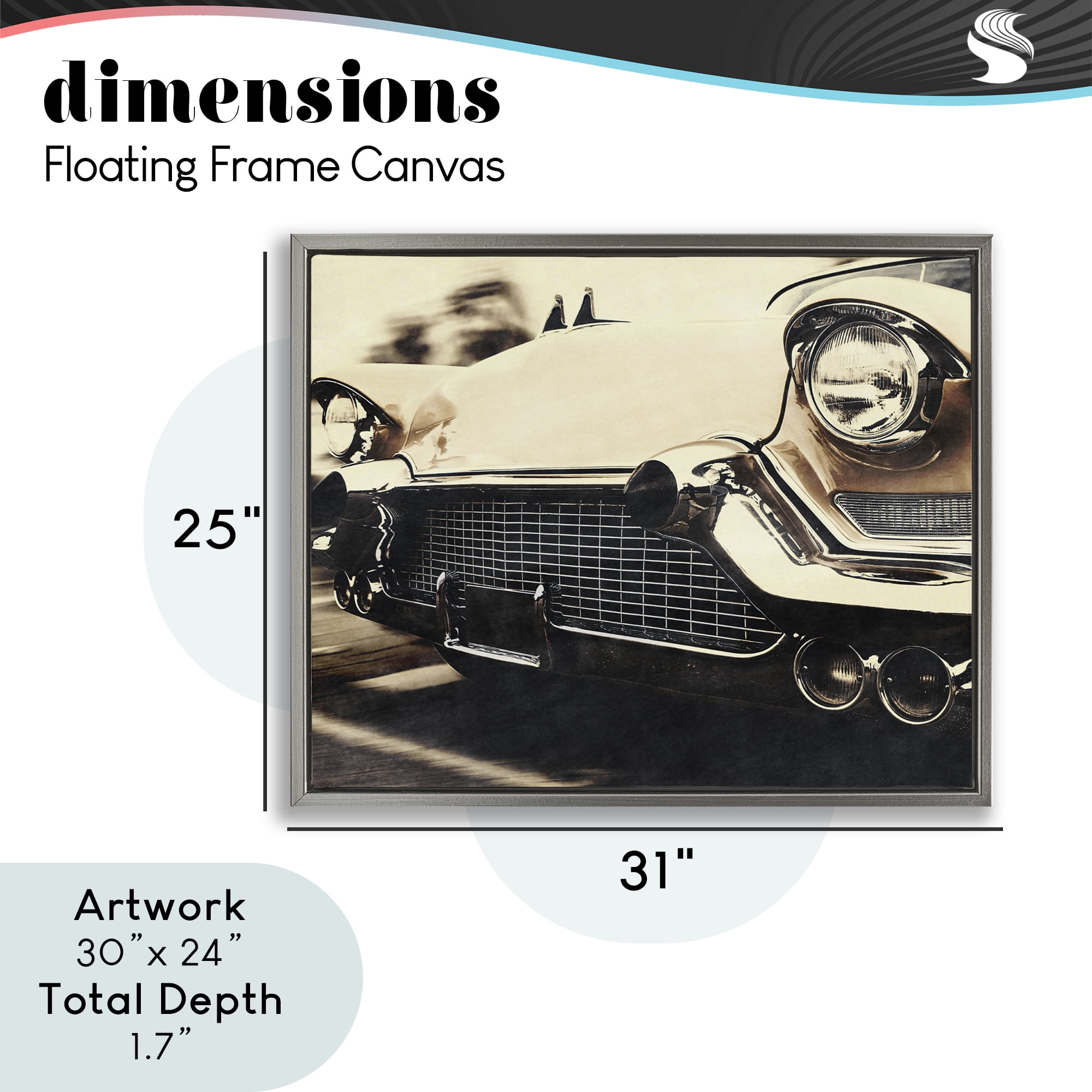 Stupell Industries Vintage Ride Headlights Gray Framed Floater Canvas Wall Art, design by Marcus Prime