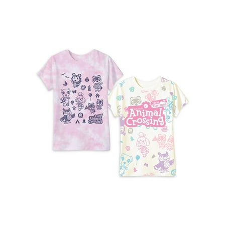 Animal Crossing Girls Graphic T-Shirts, 2-Pack, Sizes 4-16