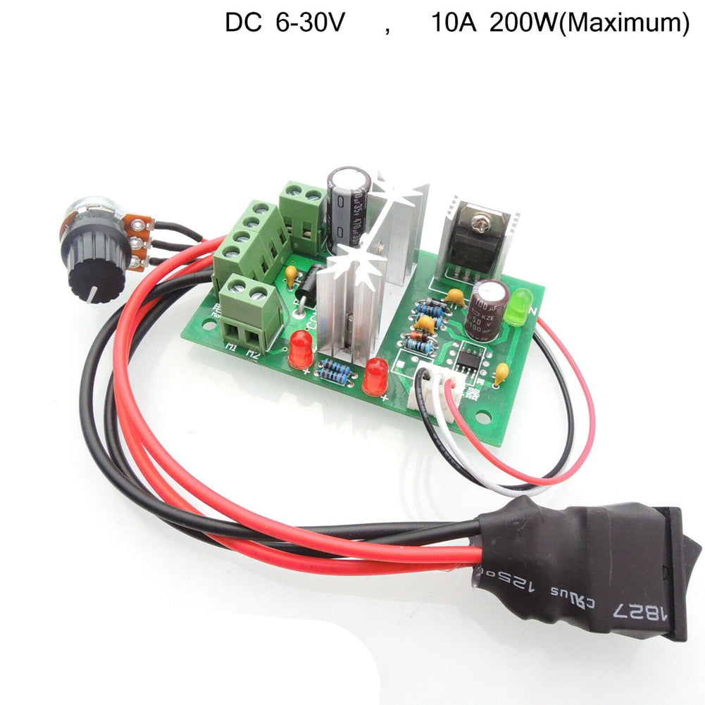 PWM Max 200W 6V 12V 24V Reversing Switch Adjustable DC Motor Speed Controller 