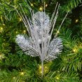thumbnail image 2 of Holiday Time 9IN Silver Glitter Leaves Pick, 2 of 4