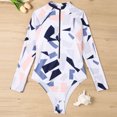 thumbnail image 4 of ibuvkizy Womens Swimsuits,Bathing Suit for Women,Fashion Women's Long Sleeve Print Bikini Swimsuit Swimwear Swimsuit Beachwear,Tankinis Swimsuits for Women One Piece Bathing Suit, 4 of 8