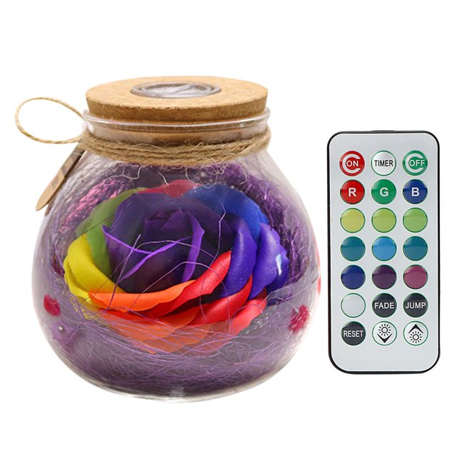 Toystoory Botella de deseos LED Bombilla romántica Lámpara de atenuación RGB Luz de botella de flor rosa Iluminación y accesorios violeta Toystoory JJ17958-05B
