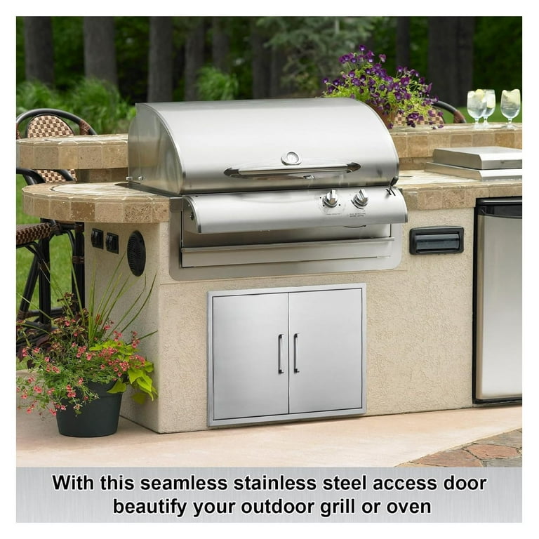 Outdoor Kitchen Door 30 W21 H Outdoor Kitchen Access Door Stainless Steel BBQ Double Door Available for Outdoor Kitchen Island or Outdoor Kitchen. Walmart