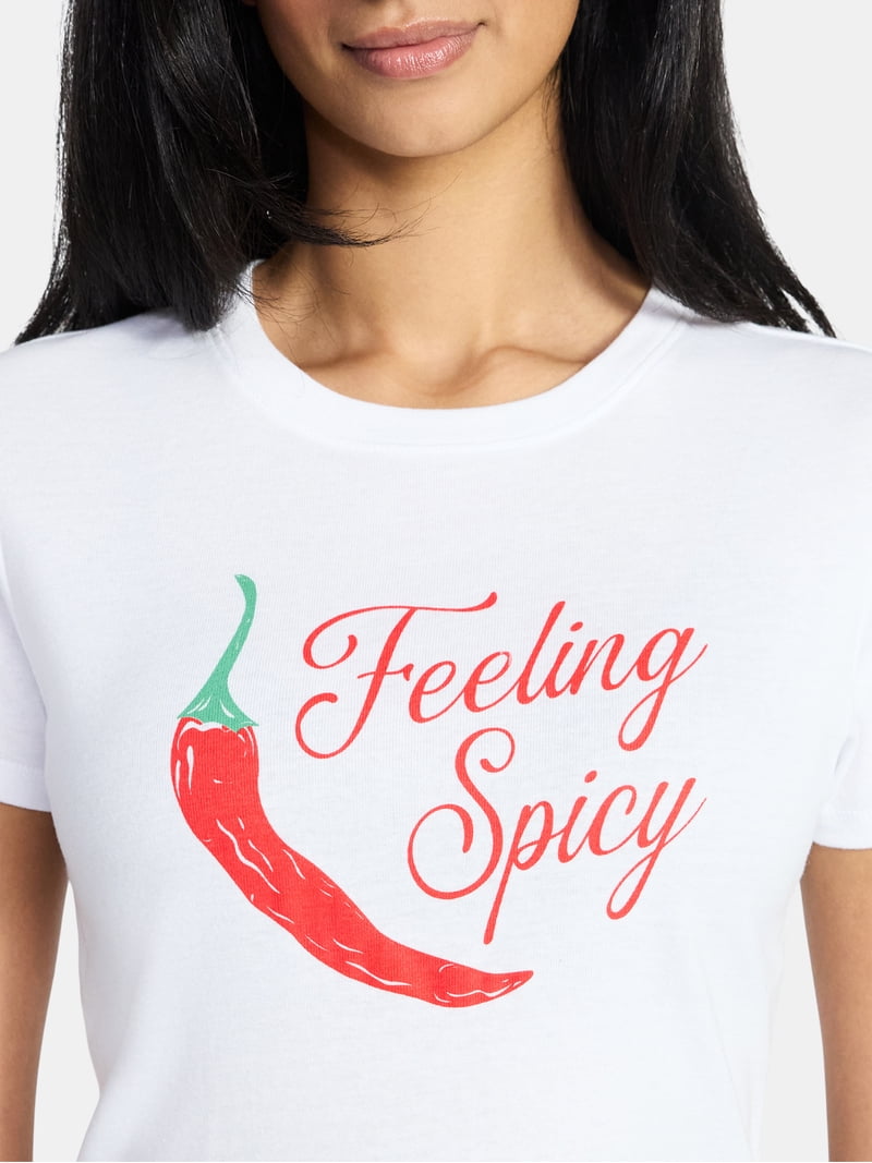 Feeling Spicy Women's Graphic Baby Tee with Short Sleeves, Sizes