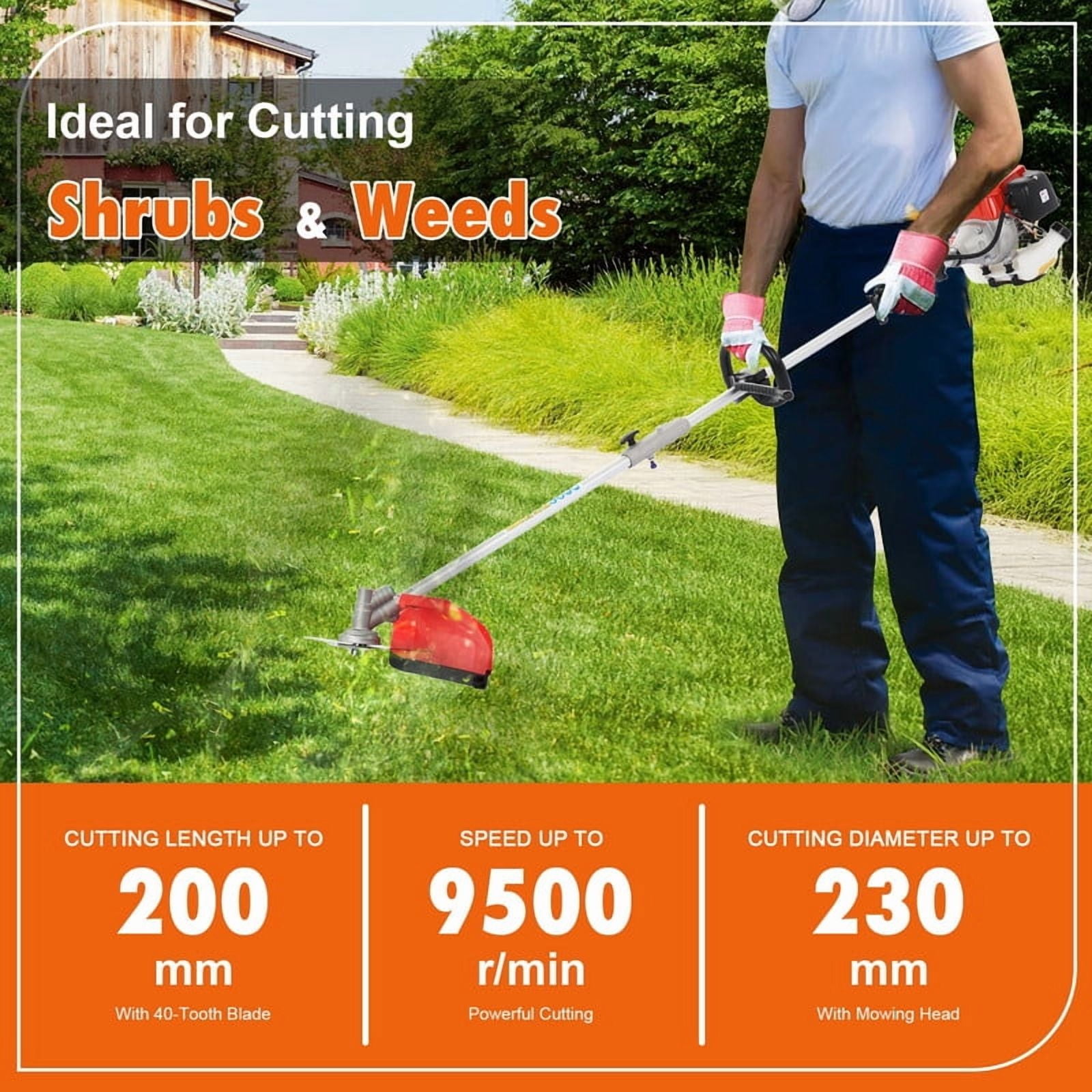 YNCE 5 in 1 Gas Weed Wacker, 52CC 2 Stroke Gas Multi Functional Trimming Tools, 2025 Upgraded Weed Eater Gas Powe, 9500rpm High Power Gas String Trimmer, Brush Cutter for Home, Yard, Garden