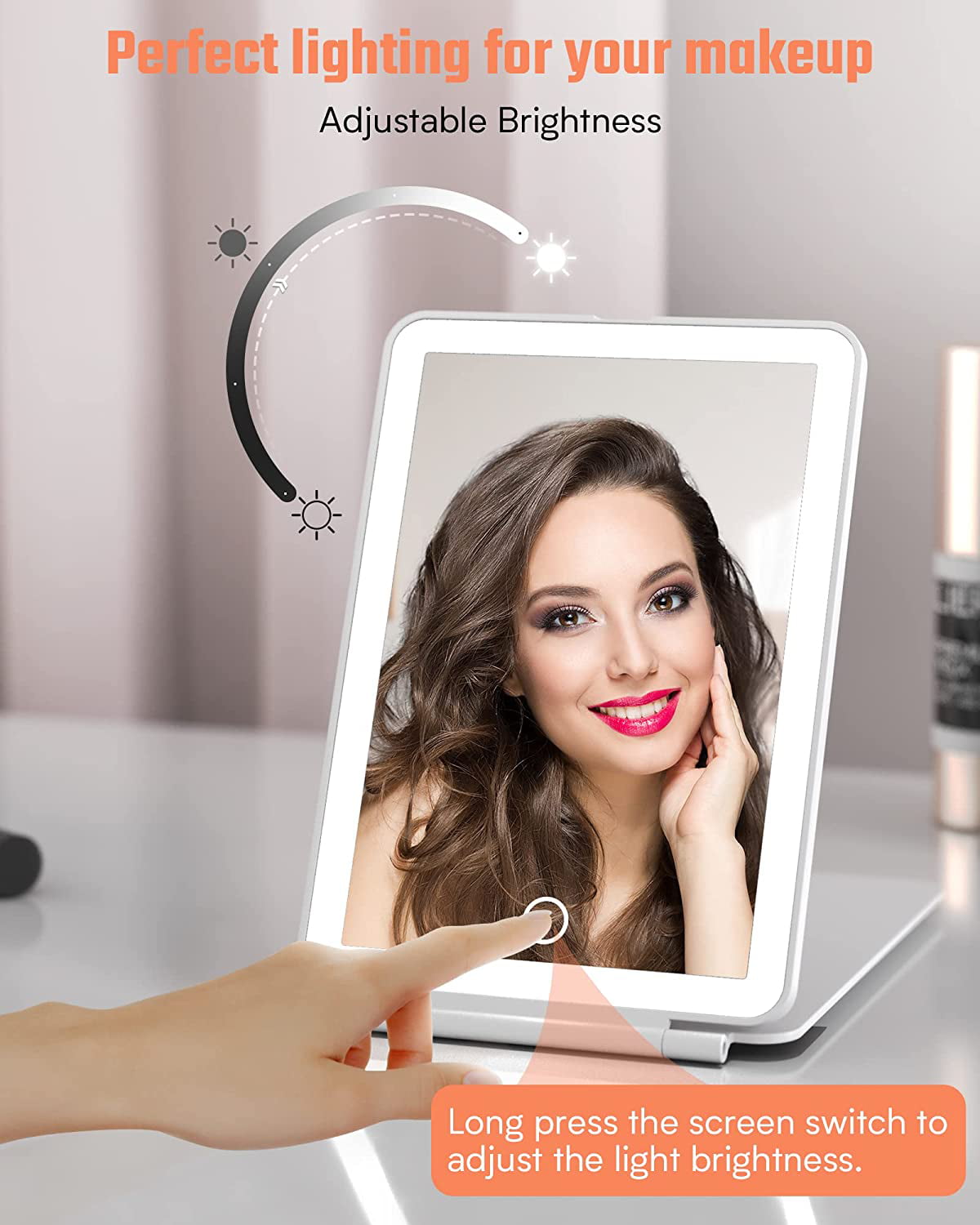 KDKD Travel Mirror Mini Trifold Lighted Makeup Mirror with 3 Colors Light  Modes USB Rechargable Port…See more KDKD Travel Mirror Mini Trifold Lighted