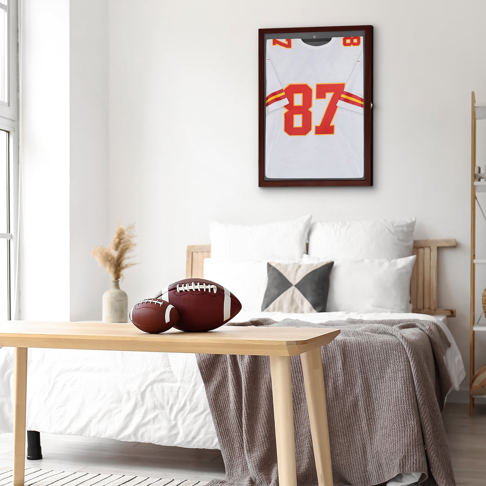 Americanflat 23x31 Shadow Box Frame with Plexiglass Jersey Display Case Lockable Hanger All Star - Mahogany