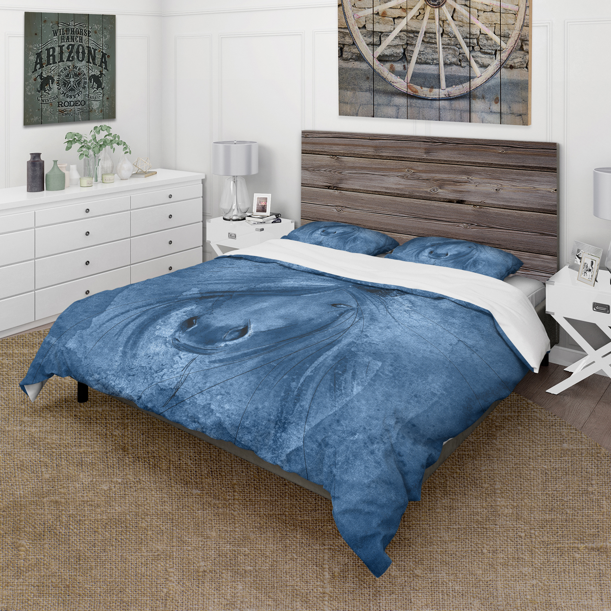 Designart 'Farmhouse Horse X' Farmhouse Duvet Cover Set