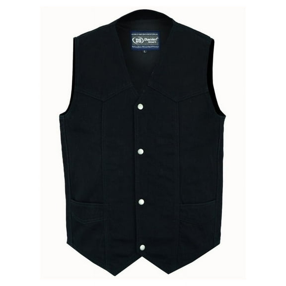 Daniel Smart S to 9XL Biker Vest for Men V-Shaped Neck Design Black Denim Vest with Plain Side