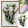 thumbnail image 1 of (4) Hilo Algodón Ecológico Bordado 11CT 3 Hebras Impresión Kit Serie Punto Cruz Elefante 50x70cm, 1 of 9