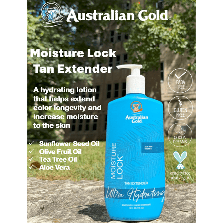 Australian Gold Moisture Lock Tan Extender Moisturizer Lotion, Enriched with Aloe  Vitamin E, 16 Ounce