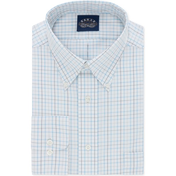 Eagle - Camisa de vestir con botones para hombre, sin planchar, azul, cuello de 15 pulgadas, manga de 32 a 33 pulgadas Eagle Botones al frente