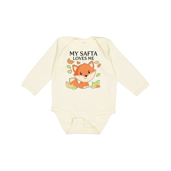 Inktastic My Safta Loves Me- Little Fox Boys or Girls Long Sleeve Baby Bodysuit