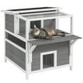 thumbnail image 2 of PawHut Outdoor Cat House with Balcony, Feral Cat Shelter with Weatherproof Openable Top, Escape Door, Removable Panel & Floor, for Backyard, Outside, 2 of 9