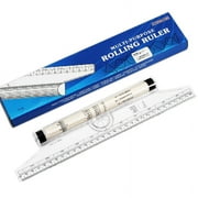SagaSave Plastic Roll Parallel Ruler with Inch and Metric Drawing Parallel Ellipses Rolling Ruler Clear