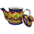 thumbnail image 2 of India Meets India Multi color Ceramic Tea Pot Kettle 20 Oz & 4 Tea Cups Floral Handpainted Indian Handicraft Perfect Gift Pack, 2 of 4