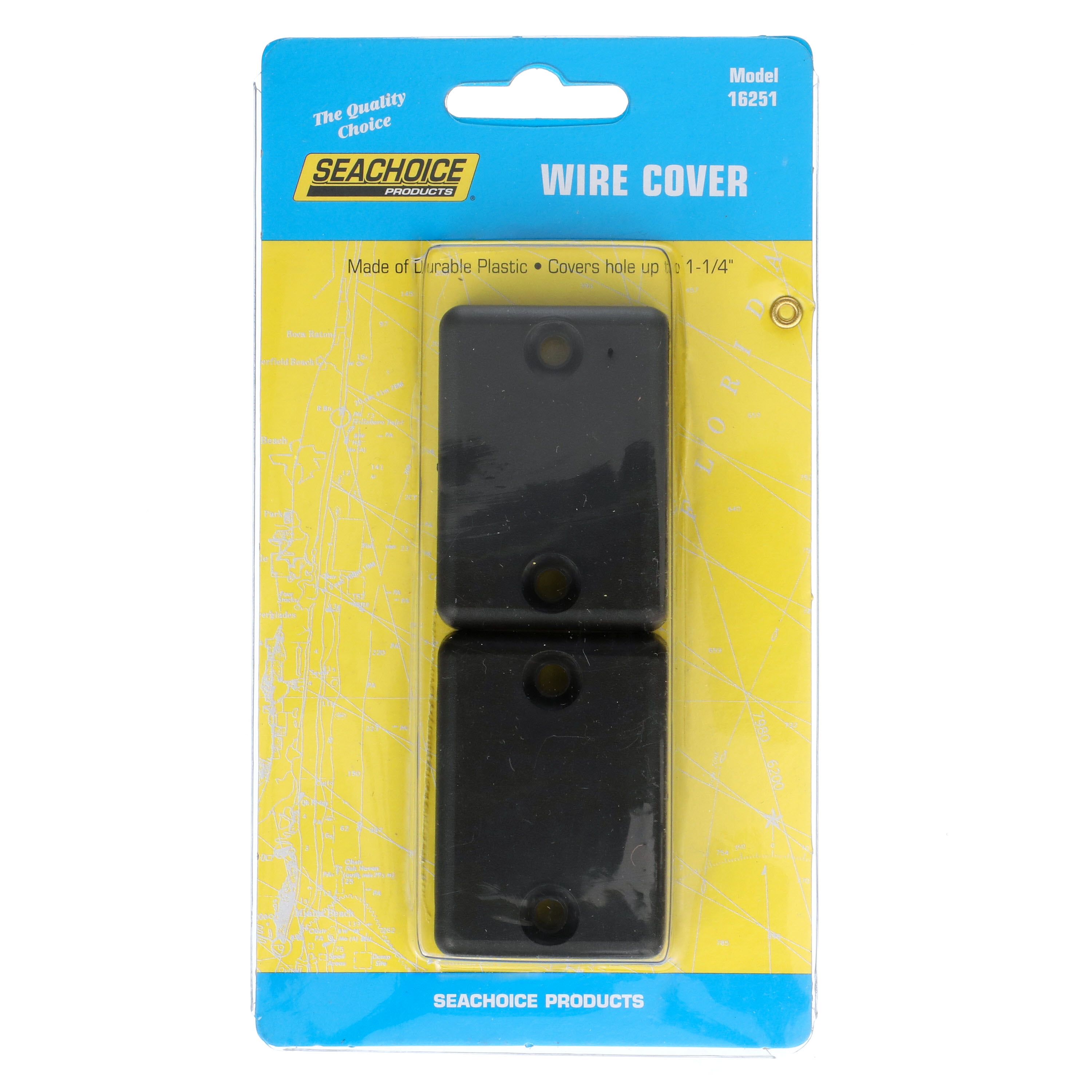 2-Pack SeaChoice 16251 Black Plastic Wire or Cable Covers for Holes up to 1-1//4/"