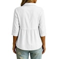 thumbnail image 7 of Feancey Womens Peplum Button Down Shirt Cotton Linen 3/4 Sleeve Collared Shirts Loose Fit Casual Babydoll Tops 2026 Fall Fashion White XXL, 7 of 7