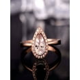 thumbnail image 2 of Limited Time Sale 1.25 Carat Pear Cut Morganite And Diamond Moissanite Halo Engagement Ring In 10K Rose Gold For Women, Promise Ring, Anniversary Ring, 2 of 2