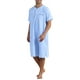thumbnail image 4 of CAMISAS DE NOCHE INSPIRADAS CHIC Camisetas de dormir de manga corta con botones para hombres, camisón a rayas M Azul claro, 4 of 6