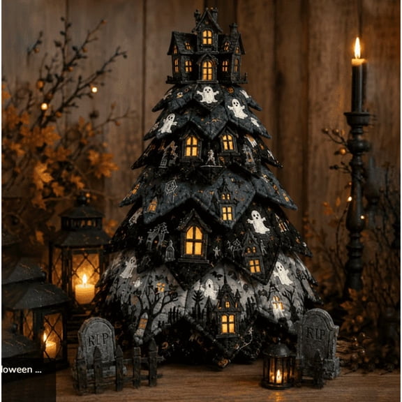 DIY Halloween Quilted Fabric Tree Kit - Patchwork Fabric Halloween Tabletop Tree, Autumn Mantel Ornament for Adult Rustic Farmhouse Seasonal Display