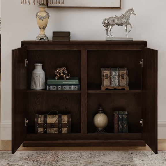 YIYADO Mid-Century Modern V Shape Storage Cabinet, Sideboard Buffet with Storage Buffet, Wooden Storage Cabinet Bookcase with 2 Doors for Living Room, Kitchen, Entryway, Hallway
