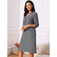 thumbnail image 3 of DARING DIVA Women's 3/4 Sleeve V Neck Zigzag Print Dress S Black, 3 of 8