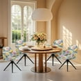 thumbnail image 4 of Xixirimido Colorful Bright Rose Floral Pattern Swivel Office Arm Chair Covers Stretch Soft Desk Chair Slipcovers, Curved Back Leisure Armrest Chair Protector Accent Dining Chair Cover, 4 of 7
