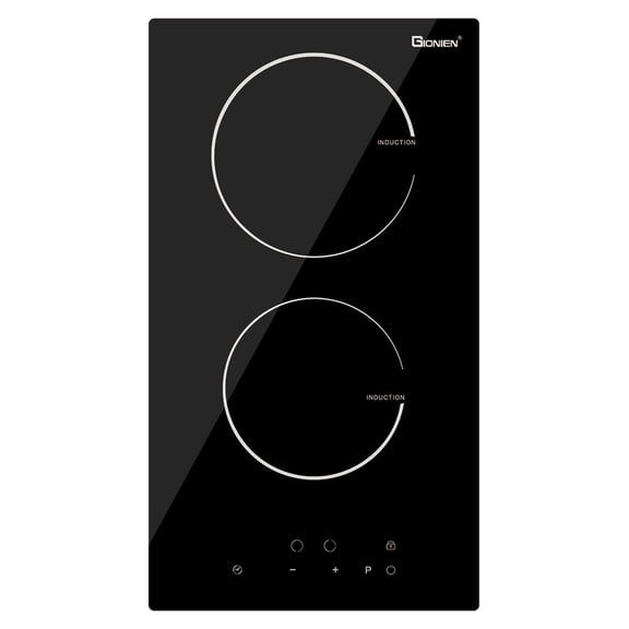 GT 12 in. 2 Elements Radiant Glass Top Electric Cooktop in Black, with Hard Wire