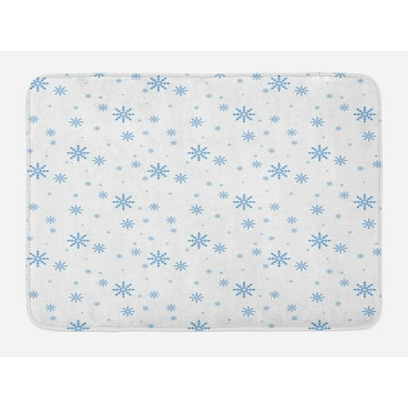- Winter Bath Mat, Cold December Design Simple Seasonal Snowy Weather Ice Frost Gentle Winter Icons, Non-Slip Plush Mat Bathroom Kitchen Laundry Room Decor, 29.5 X 17.5 Inches, Blue White, Ambesonne