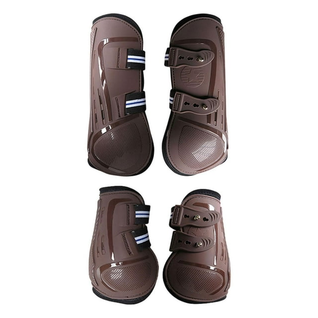 S SERENABLE 4Pcs Horse Boots Support Leg Guard for Jumping Riding Equestrian Accessories brown L