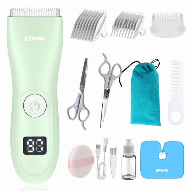 Cortadora de cabello Zuxify silenciosa, impermeable, con cuchillas de cerámica y pantalla LCD