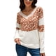 thumbnail image 1 of Suéter de punto con cuello en V y estampado de leopardo, manga larga, suéter informal de moda para mujer, 1 of 8