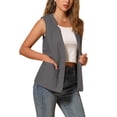 thumbnail image 4 of INSPIRAR CHIC Tapa sin mangas de botón para mujer, de algodón y lino, con cuello en V, chaleco casual, XS, gris oscuro, 4 of 6