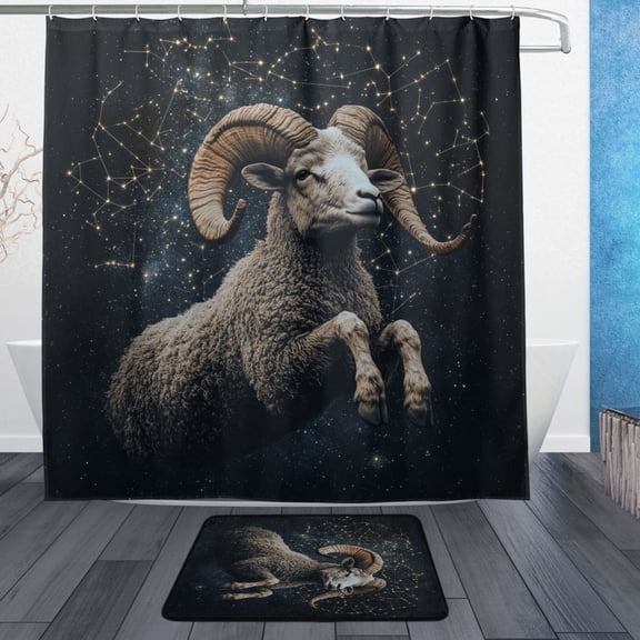 BZSMCE Shower Curtain and Bath Accessory Set,Cosmic Guardian Pattern