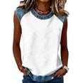 thumbnail image 2 of Domuza Woman's July Of 4th Shirts American Flag Print Sleeveless Tops Casual Loose Grew Neck T Shirts 2026 New Lightweight Clothing White S, 2 of 6