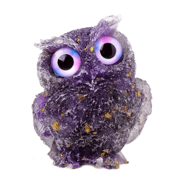 Estatua de búho, recuerdo, colección de animales, regalo, decoración de escritorio, mini figura de búho Violeta