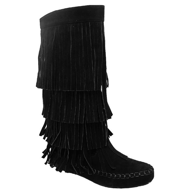 Mudd 55 Womens 4 Layer Fringe Flat Boots Moccasin Mid Calf Comfy Boots Black Walmart Com Mudd 55 Womens 4 Layer Fringe Flat Boots Moccasin Mid Calf Comfy Boots Black Walmart Com