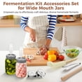 thumbnail image 2 of Fermentation Kit Accessories Set for Wide Mouth Jars, Includes 4 Pcs Plastic Lids with Airlocks, 4 Clear Glass Weights, Brush, Wooden Blending Stick, 7 in Stainless Tongs for Home Fermenting, 2 of 5