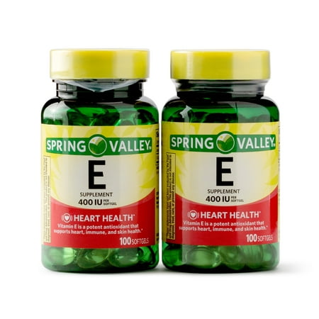Spring Valley Vitamin E Supplement, 400IU, 200 Softgel Capsule Twin (Best Vit E Brand)