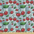 thumbnail image 2 of Ambesonne Fruits Fabric by the Yard Upholstery, Geometric Abstract Cherries, 5 Yards, Dark Pink Blue Grey Green, 2 of 5