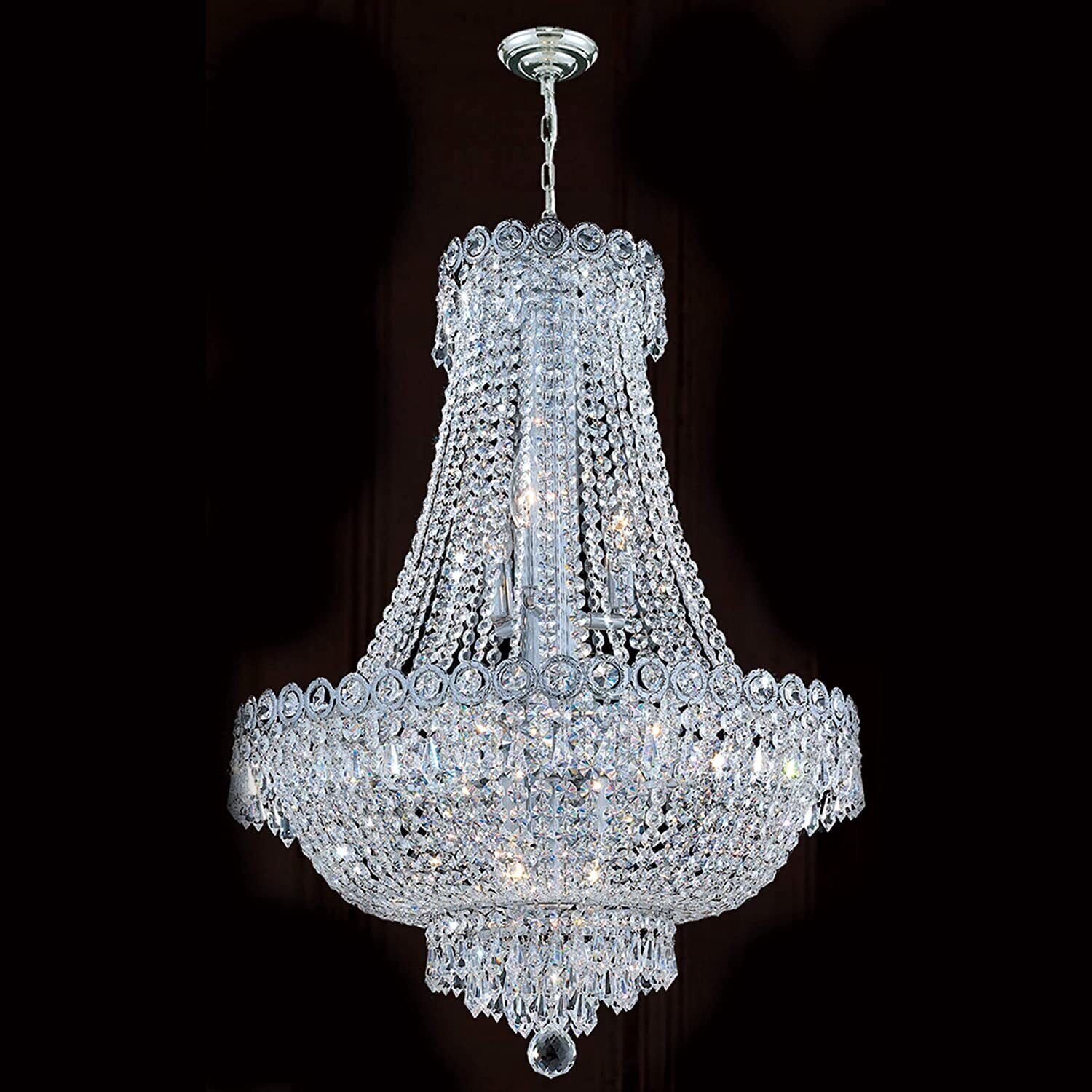 Miumaeov Modern K9 Crystal Chandelier French Empire Hanging Ceiling Light Pendant Lamp Fixture Adjustable Chain For Hallway Foyer Living Room